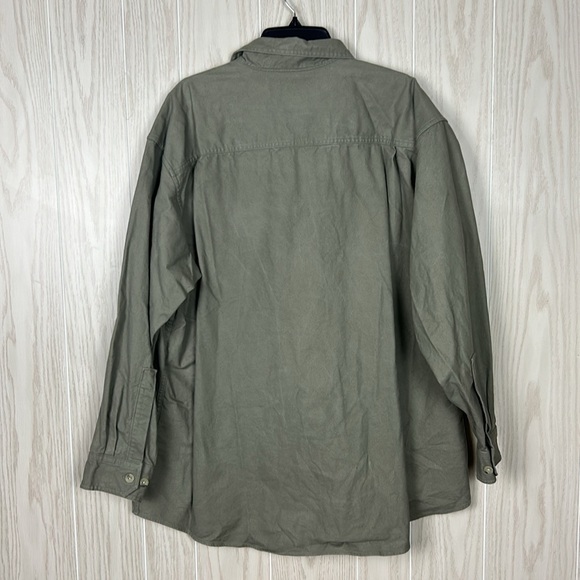 Woolrich Outdoor Men's Grey Green Long Sleeve Stretch Cotton Button Down, 2XL - Picture 2 of 6